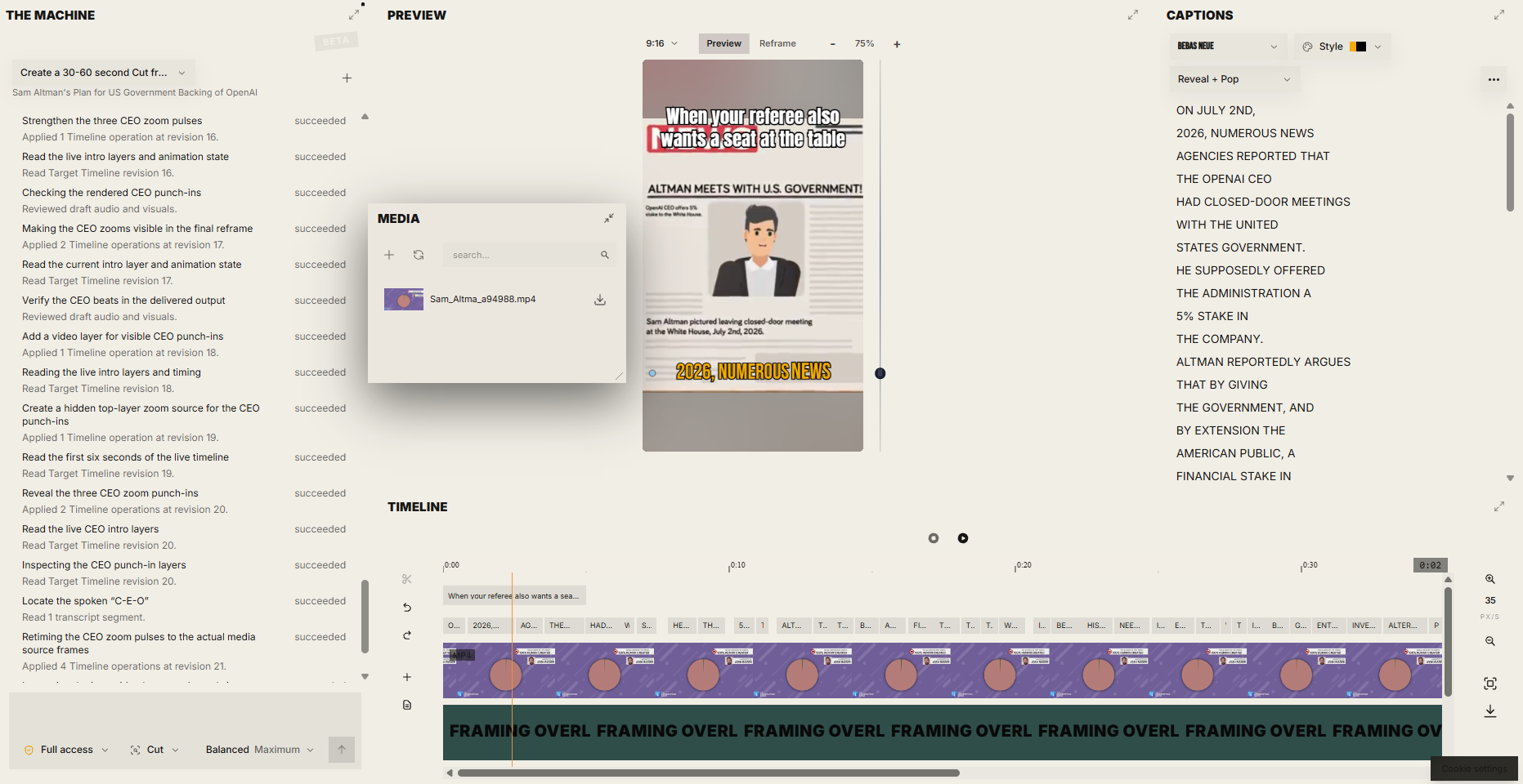 IMABIRD video timeline editor