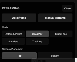 IMABIRD automatic reframing controls